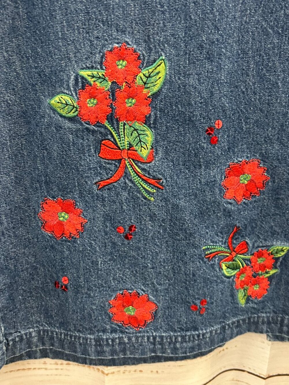 Westbound Women's Size 14 Embroidered Straight Jean Skirt - Picture 4 of 5